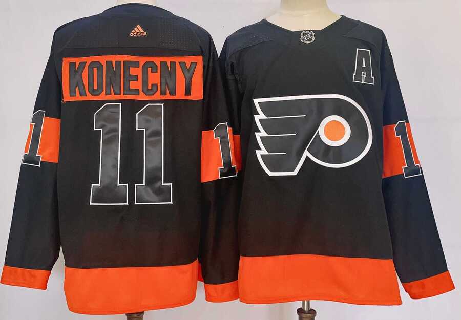 Mens Philadelphia Flyers #11 Travis Konecny Black Alternate Jersey